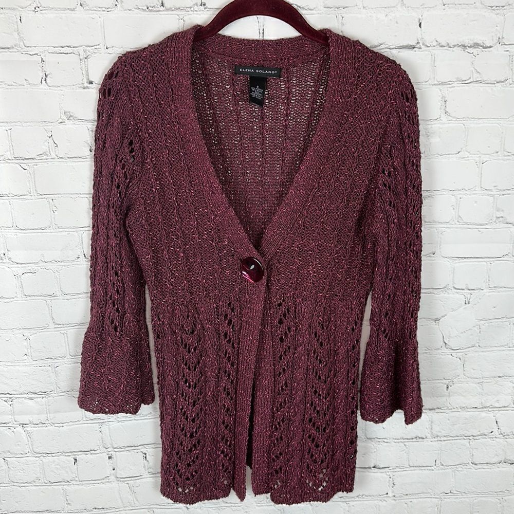 Elena Solano Knit Cardigan Size Small Bell Sleeve